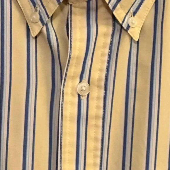 CHAPS Men’s Blue/Yellow Striped Long Sleeve Button Down Shirt Large EUC - Picture 6 of 8